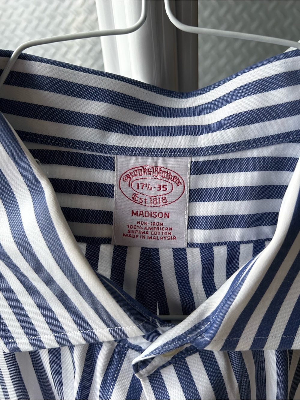 Brooks Brothers Blue and White Striped Madison Dress Shirt